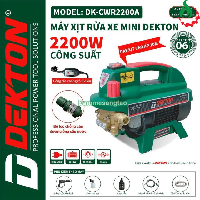 Máy Rửa Xe Chỉnh Áp Dekton DK-CWR2200A điện 220V