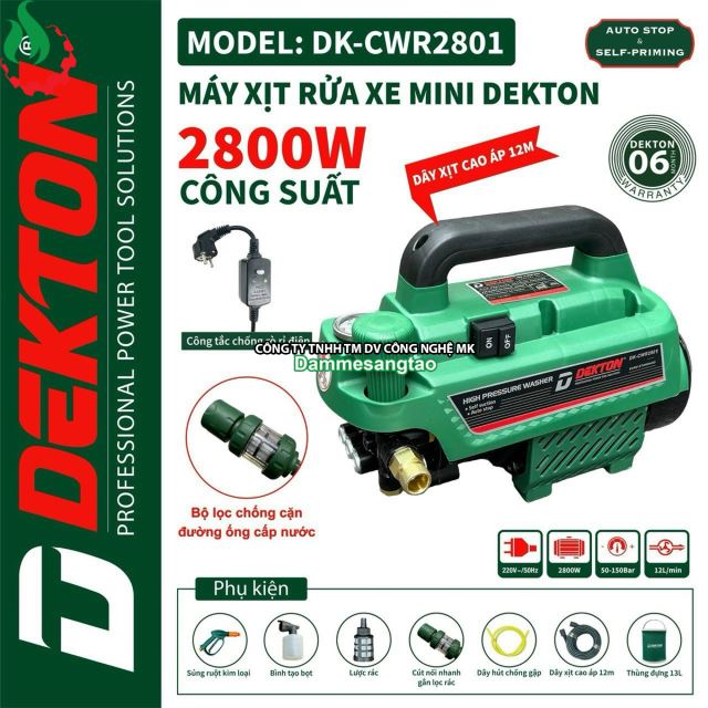 Máy Rửa Xe Chỉnh Áp DEKTON DK-CWR2801 Điện 220V