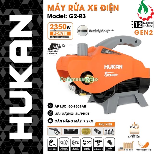 Máy rửa xe chỉnh áp HUKAN G2-R3 điện 220V 2350W