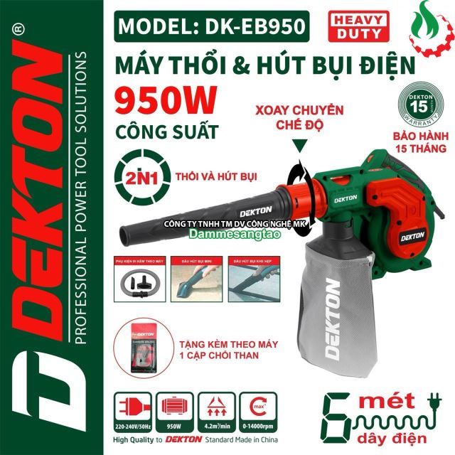 Máy thổi và hút bụi điện Dekton DK-EB950 Công suất 950W