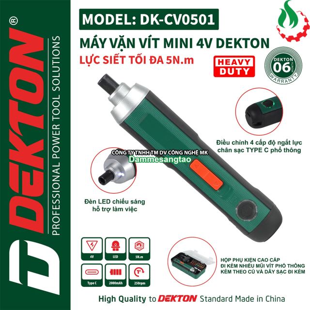 Máy vặn vít mini pin 4V Dekton DK-CV0501 5Nm
