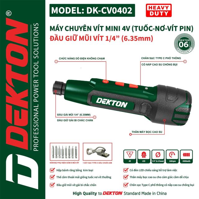 Máy vặn vít pin 4V Dekton DK-CV0402 (Dò điện không chạm)