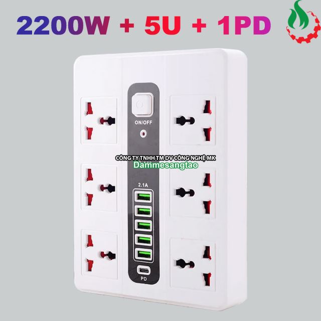 Ổ cắm điện đa năng tích hợp USB + 5U + 1PD A39