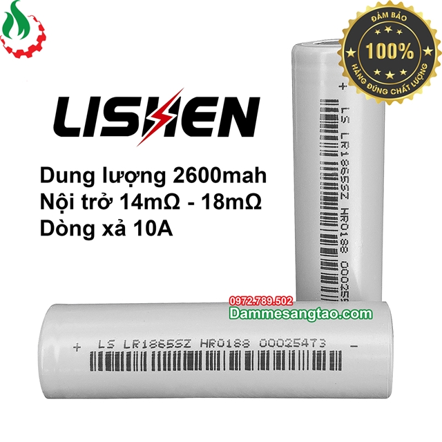 Cell Pin 18650 Lishen 2500mah-5C-10A (Li-ion 3.7V)