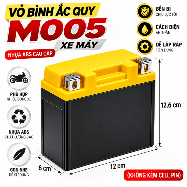 Pin đóng bình ắc quy xe máy 12V B-MO05 LFP dung lượng lớn dòng xả cao
