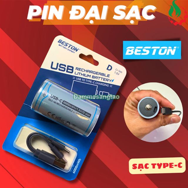 Pin sạc Beston 1.5V 6000mWh cổng sạc Type-C (DLC-40)