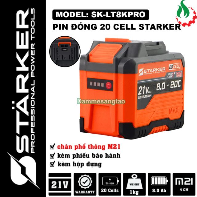 Pin STARKER 21V SK-LT8KPRO 20 Cell 8AH chân pin Makita