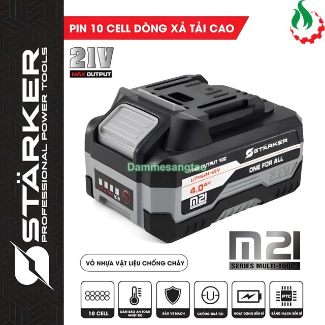 Pin STARKER 21V SK-S4000PROMAX EVE 10 Cell 18650 6AH chân pin Makita