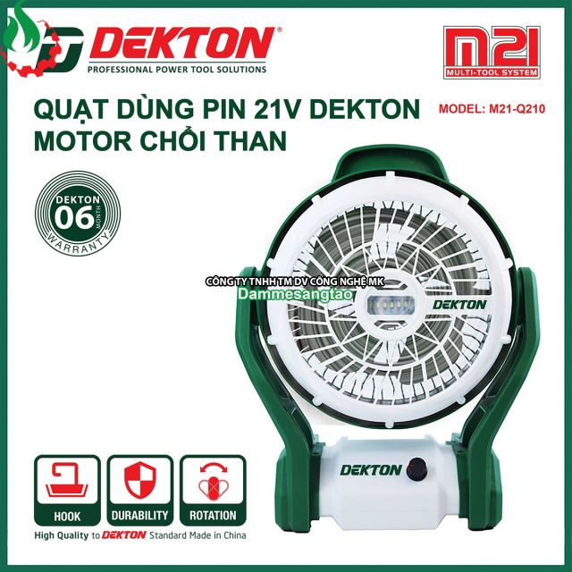 Quạt pin 21V Dekton M21-Q210 Motor chổi than