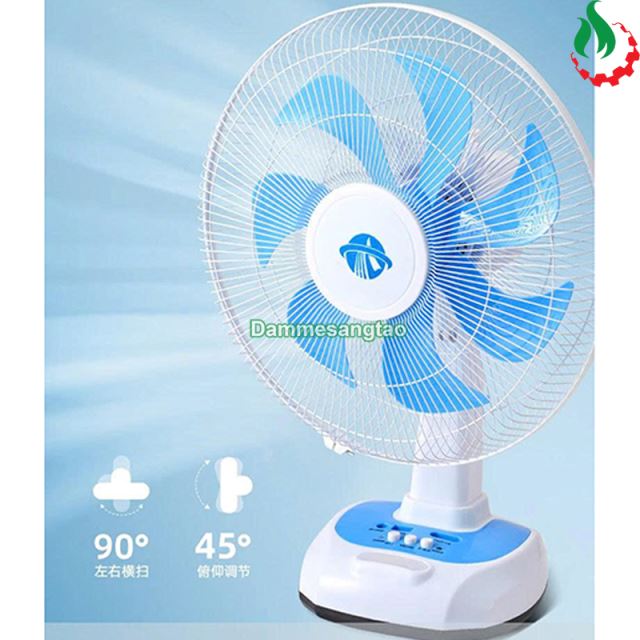 Quạt sạc tích điện 16 inch pin 12V-21V (3 Cấp độ gió tích hợp đèn LED và cổng USB)