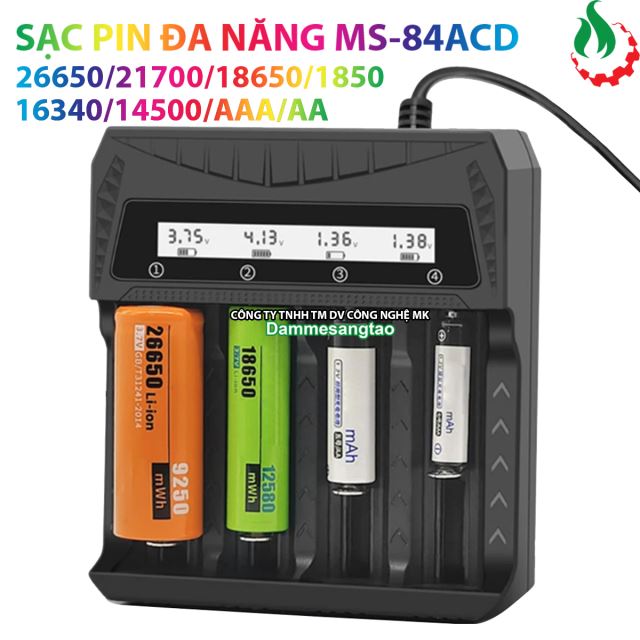 Sạc pin đa năng thông minh màn hình LCD MS-84ACD