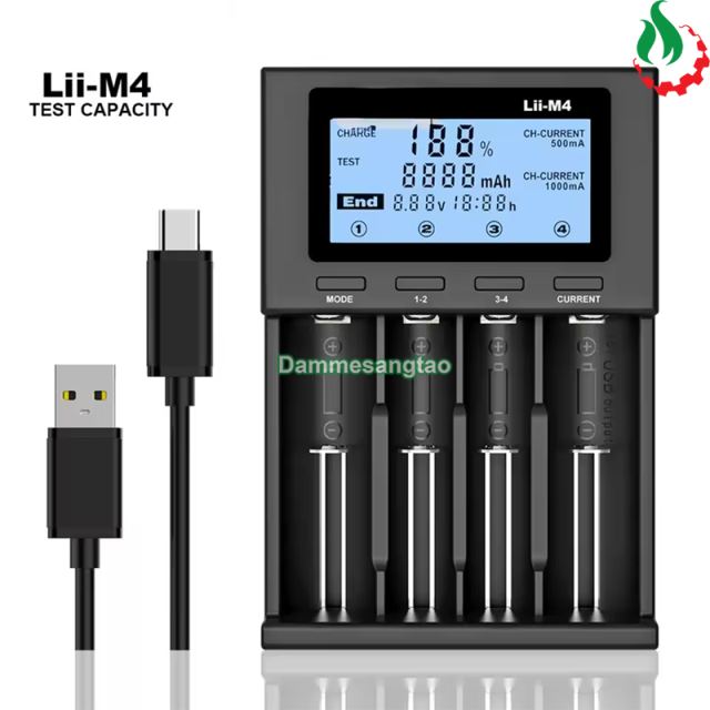 Sạc và test dung lượng pin đa năng Liitokala Lii-M4 18650 21700 26650 AA AAA