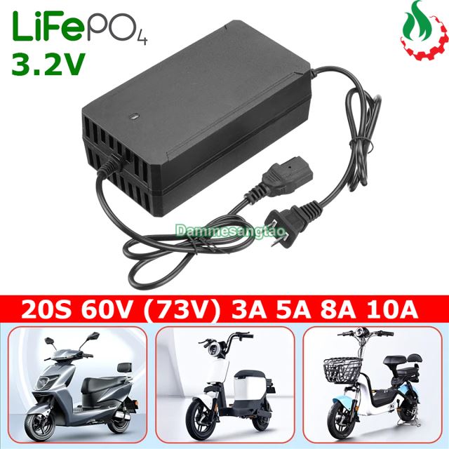 Sạc xe điện 20S 60V (73V) dùng cho pin Li-Fe 3.2V dây nguồn C15 (Có quạt)