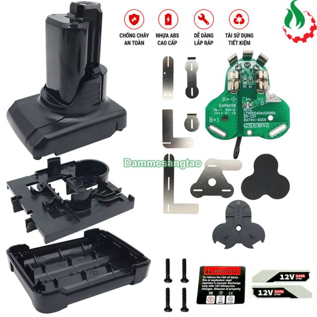 Vỏ pin BOSCH 10.8V 12V 18650 (6 Cell) Li-ion nhận sạc zin (VB12186IZ)