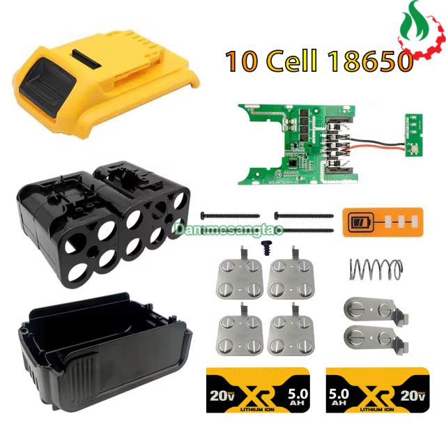 Vỏ pin DEWALT 20V 18650 Li-ion nhận sạc zin (10 Cell)