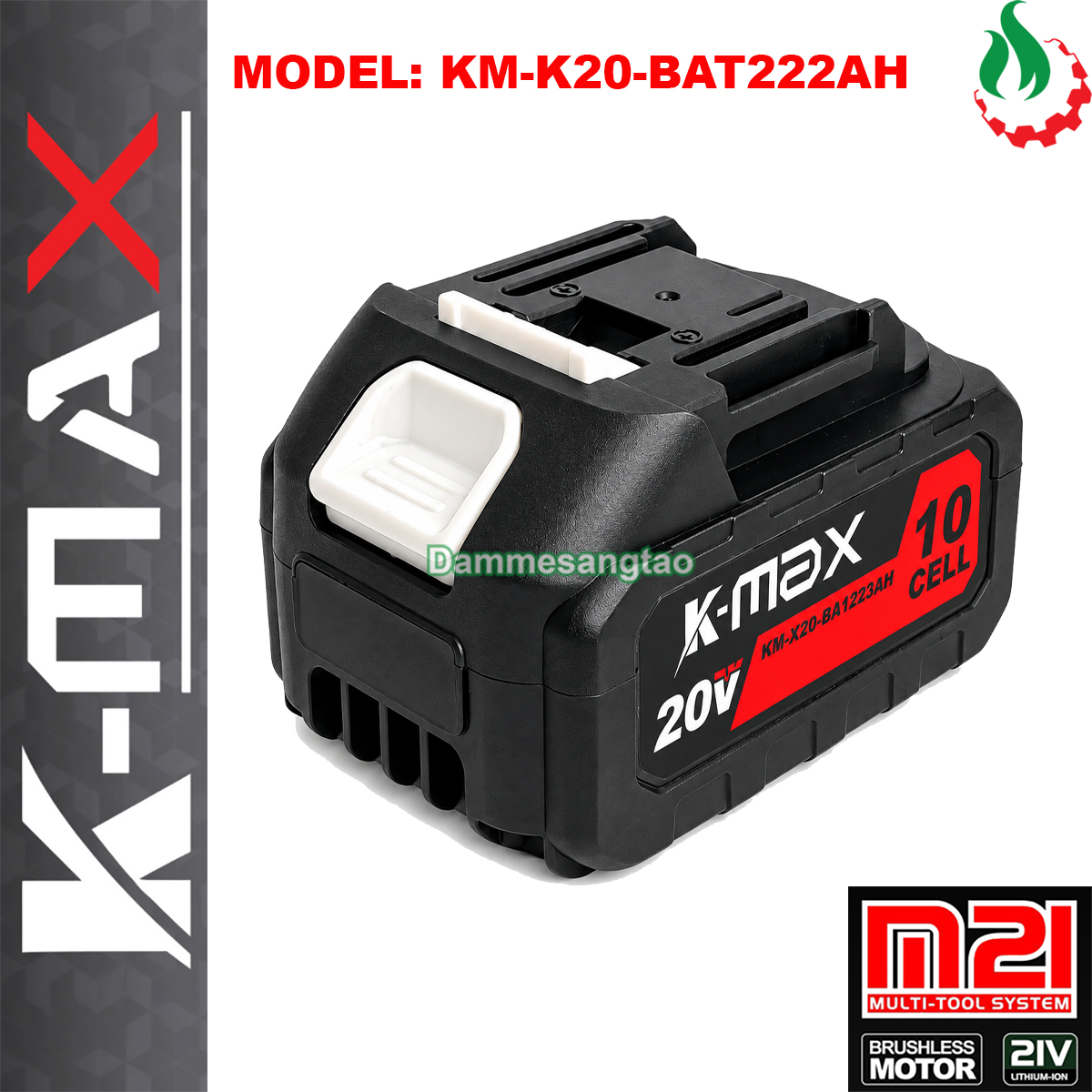 Pin sạc K-MAX 21V KM-K20-BAT222AH 10Cell 18650 chân phổ thông