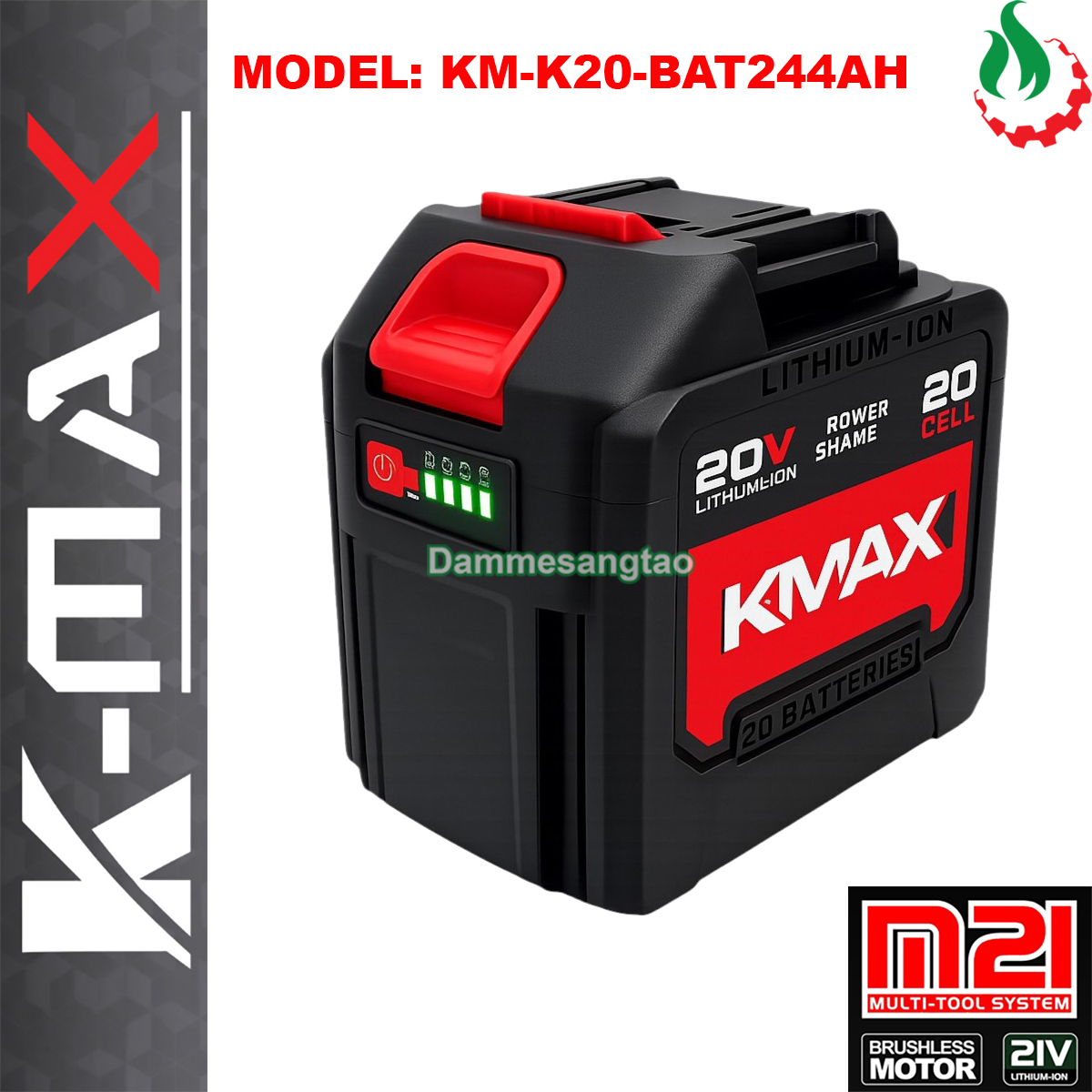 Pin sạc K-MAX 21V KM-K20-BAT244AH 20Cell 18650 chân phổ thông
