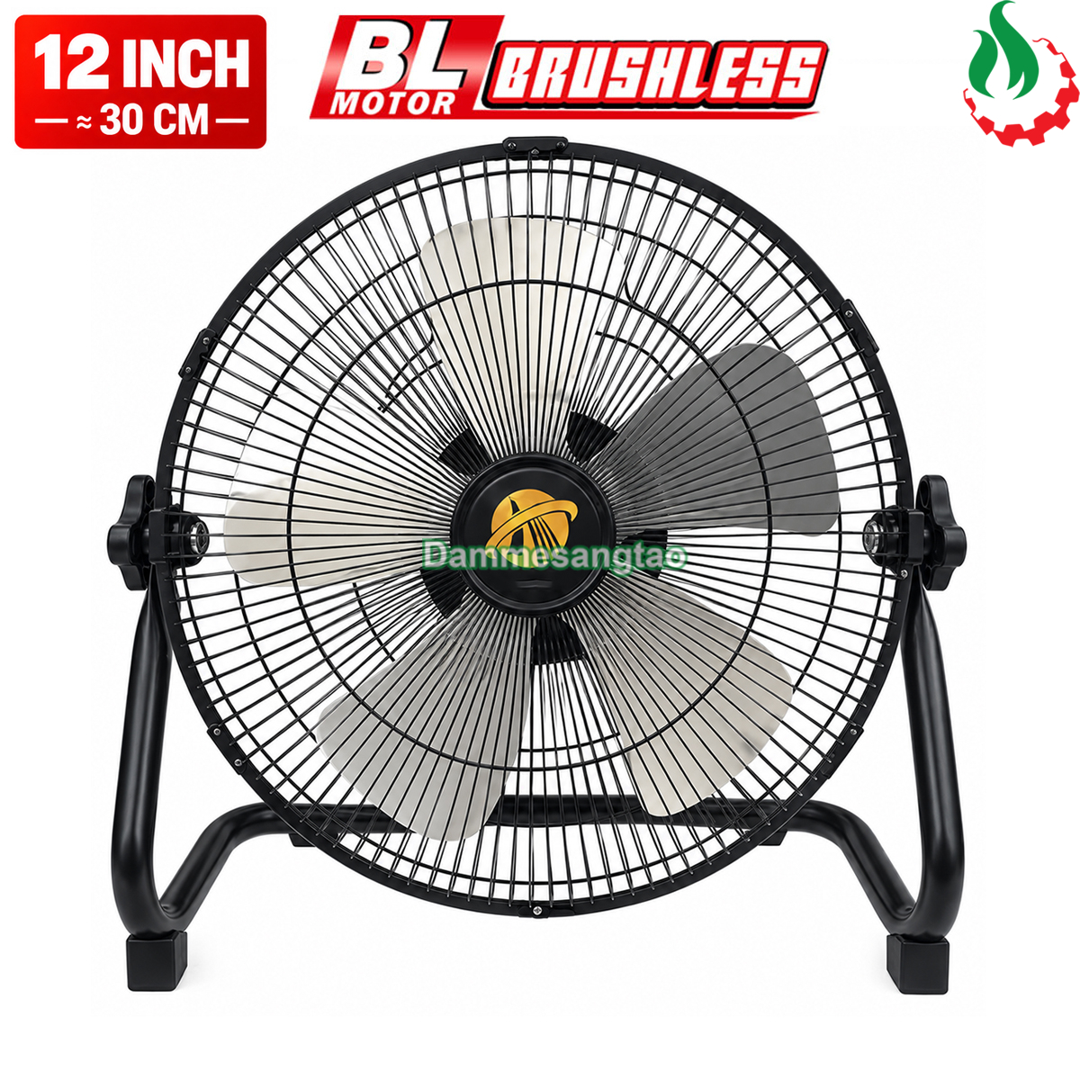Quạt dùng pin 12V-21V QBL12-M21 không chổi than 12 inch chân phổ thông