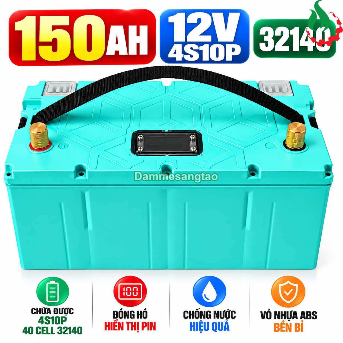 Hộp đựng pin 12V 32140 4S10P 150AH chống nước S150-H124S10P321