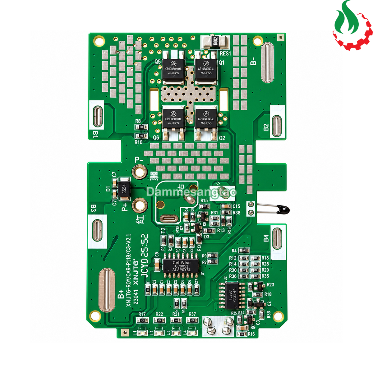 Mặt trước mạch BMS pin RYOBI 18V 18650 Li-ion 5S R-5S18IZ