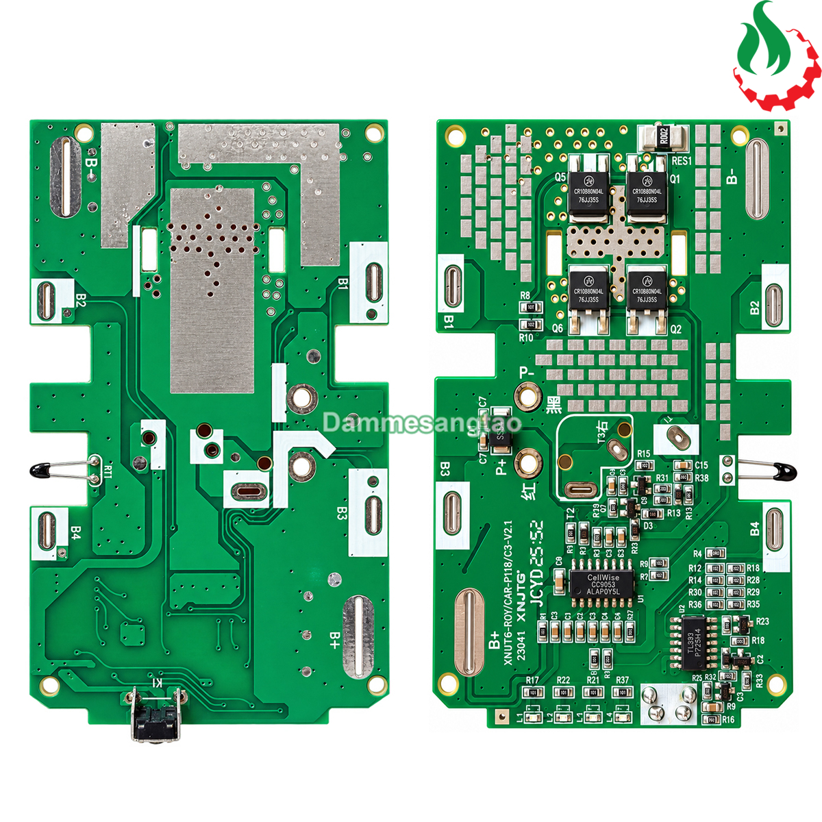 Hai mặt mạch BMS pin RYOBI 18V 18650 Li-ion 5S R-5S18IZ