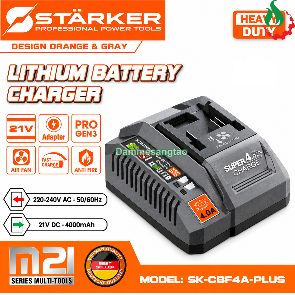 Đế sạc pin STARKER 21V SK-CBF4A-PLUS dòng sạc 4A chân phổ thông