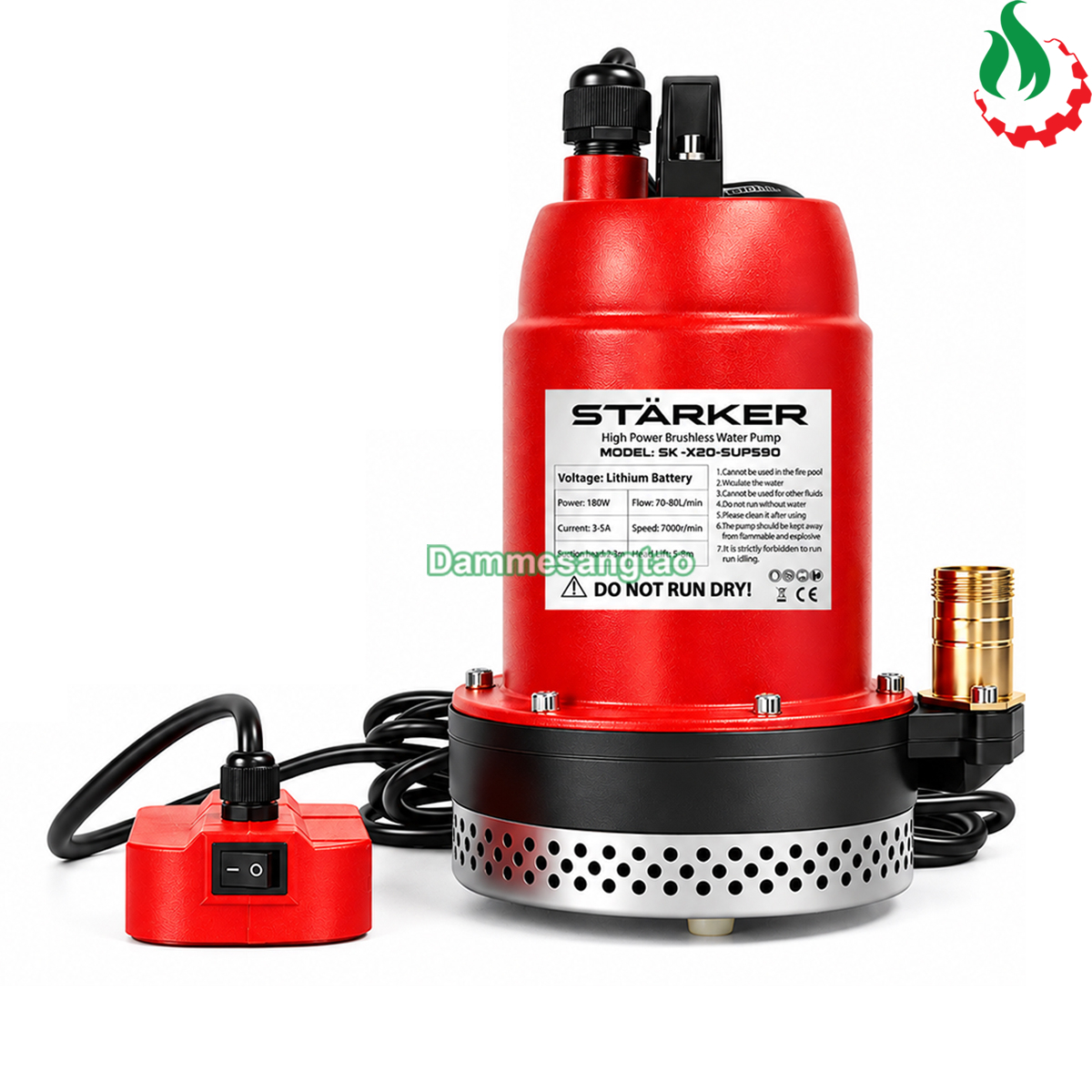 Máy bơm chìm ly tâm pin STARKER 21V SK-X20-SUP590 công suất 180W lưu lượng 90 lítphút