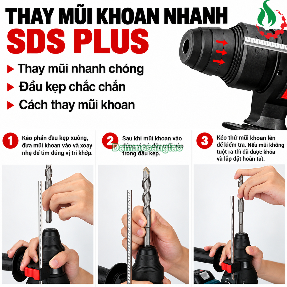 Máy khoan bê tông pin 18V BTM1-M18BL SDS-Plus 3 chức năng 2J không chổi than chân phổ thông
