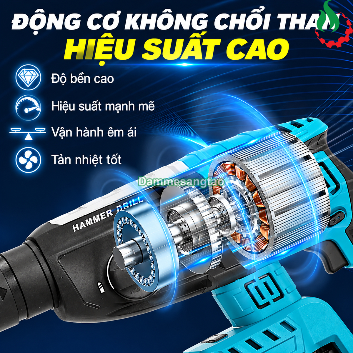 Máy khoan bê tông pin 18V BTM1-M18BL SDS-Plus 3 chức năng 2J không chổi than chân phổ thông