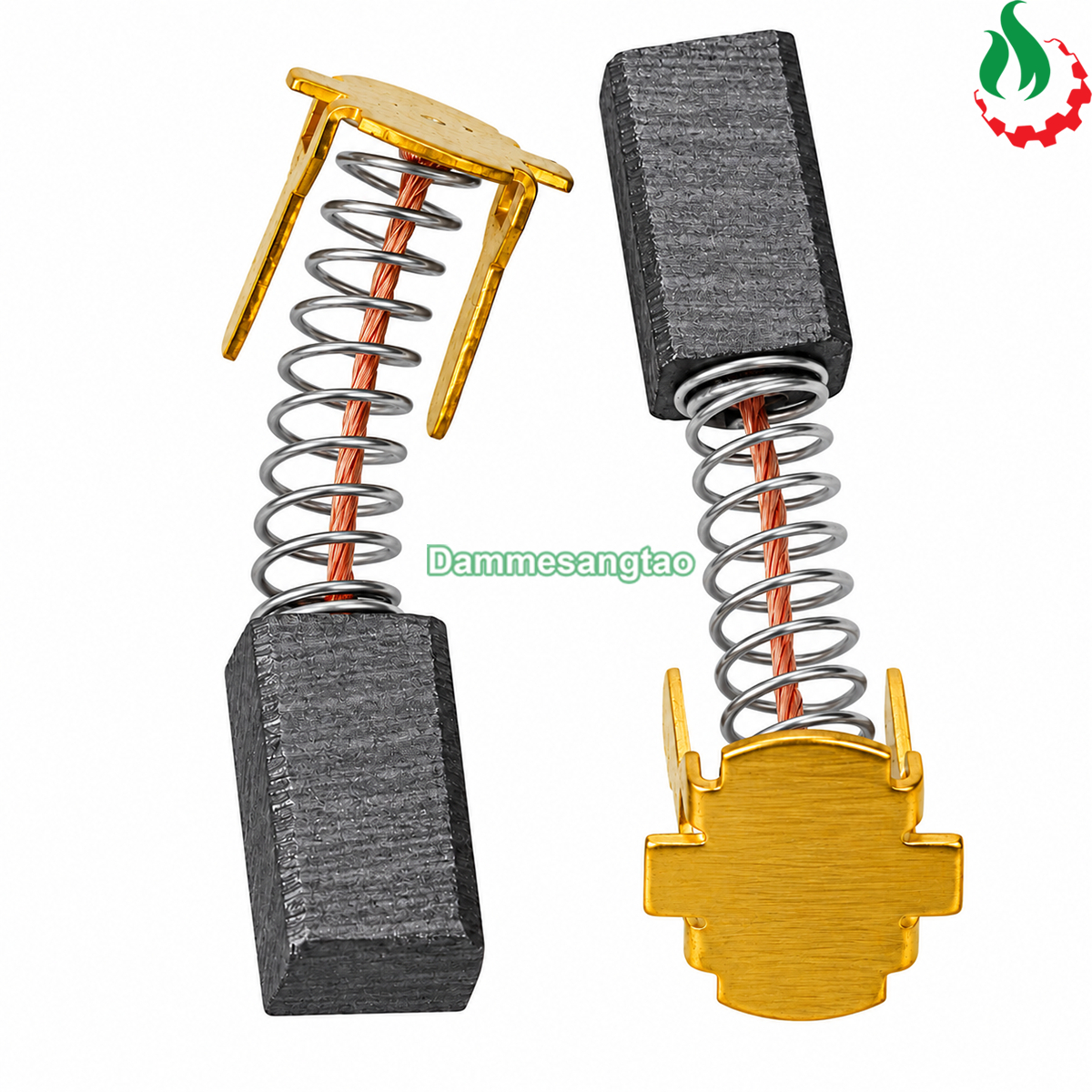 Chi tiết chổi than HITACHI CTH12 với đầu đồng dây đồng lò xo và than carbon