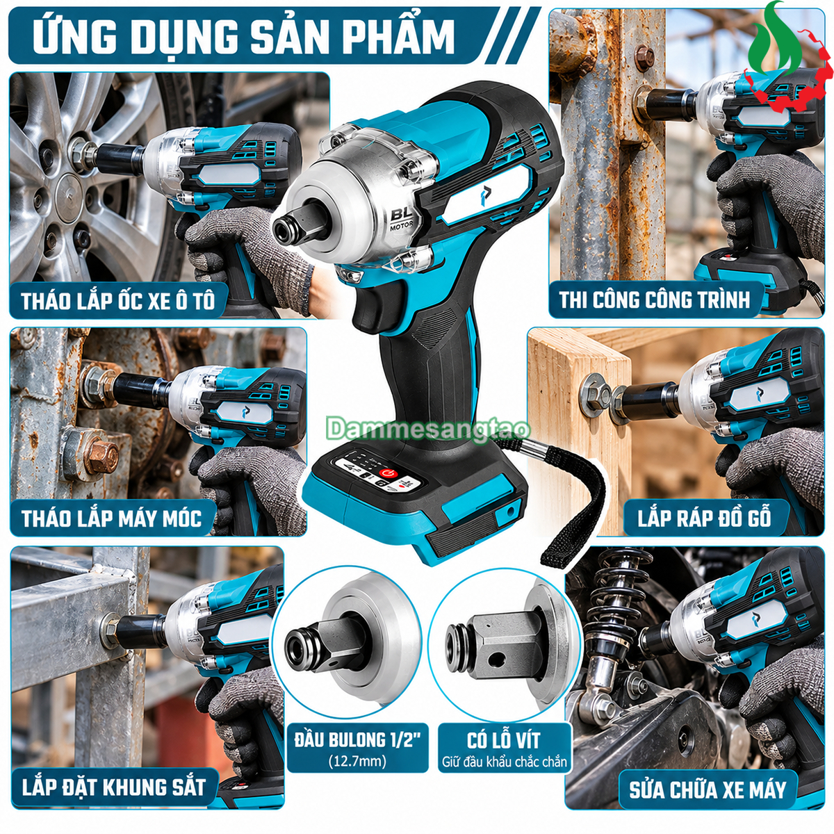 Máy siết BULONG pin 18V BLM3-M18300BL không chổi than 300N.m chân phổ thông
