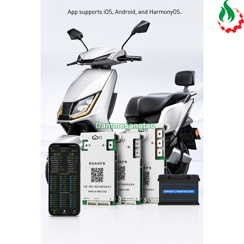 Mạch BMS JK-BD6A24S ứng dụng quản lý và bảo vệ bộ pin Lithium xe điện