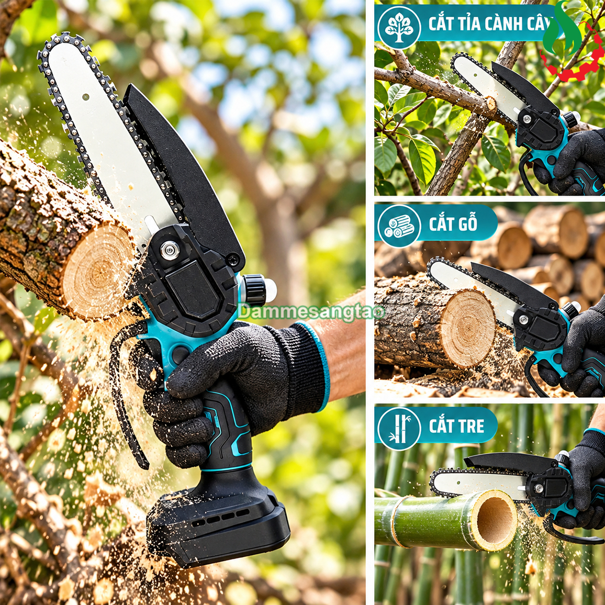 Cưa xích pin 18V CXM1-M186I có chổi than có bơm dầu lưỡi 6inch chân phổ thông