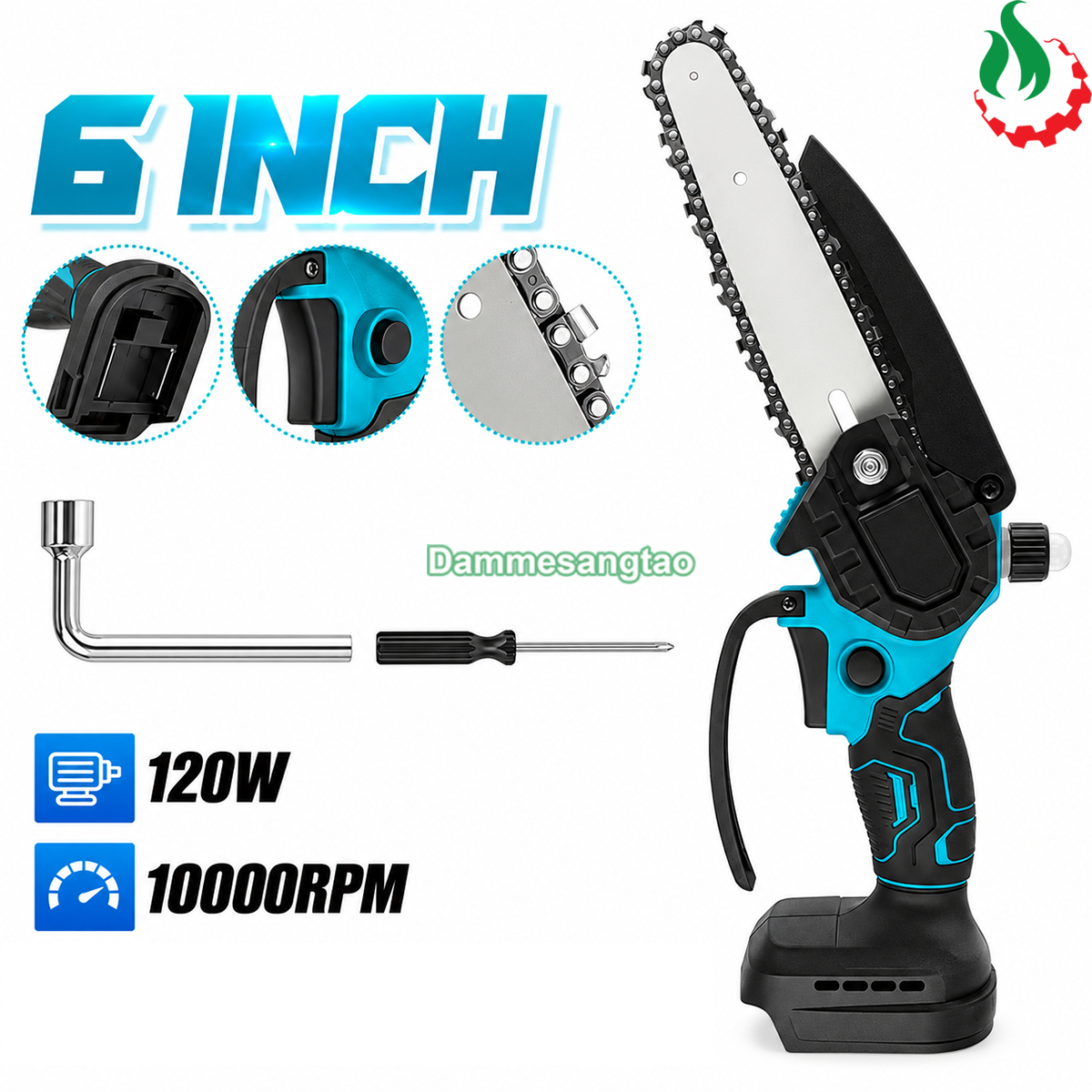 Cưa xích pin 18V CXM1-M186I có chổi than có bơm dầu lưỡi 6inch chân phổ thông