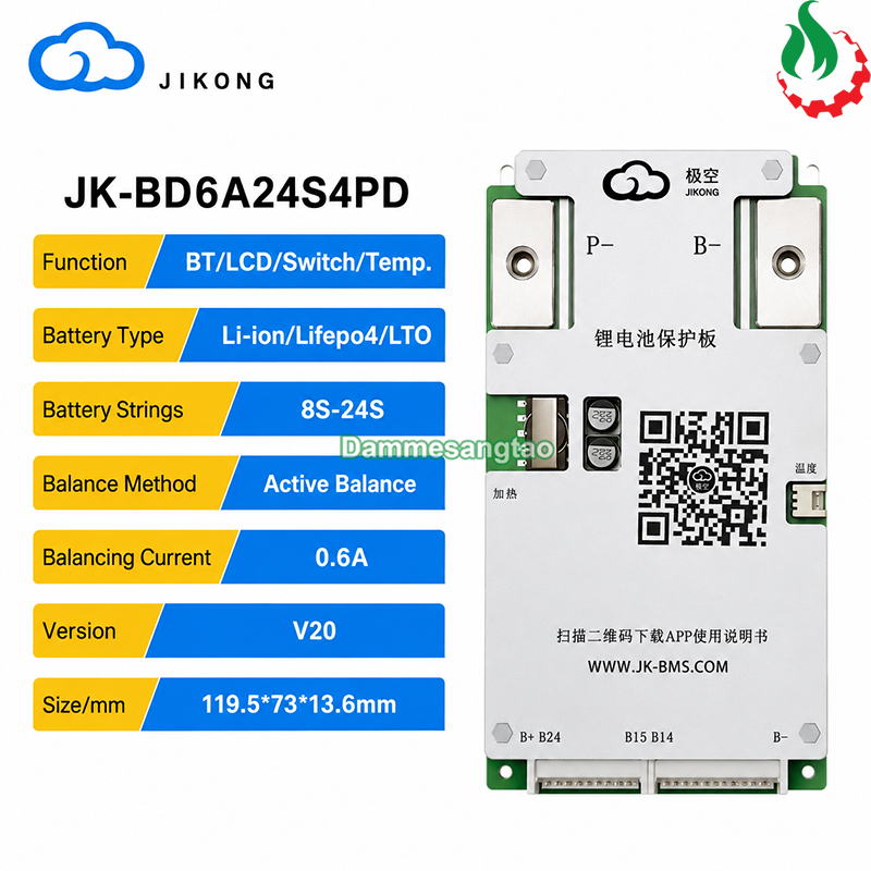 Mạch JK-BD6A24S cân bằng chủ động 0.6A hỗ trợ pin Lithium 8S-24S