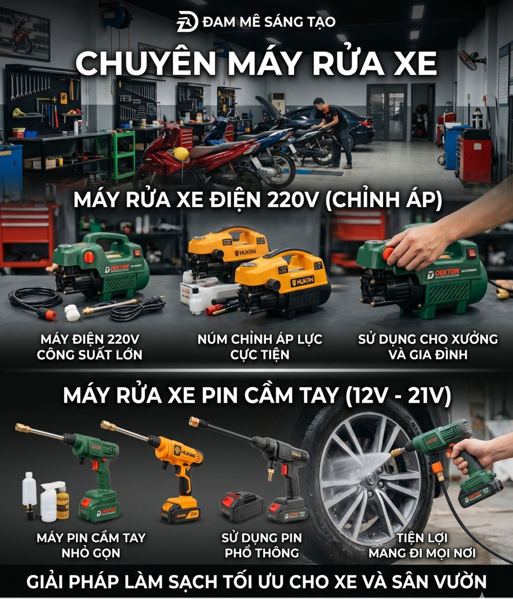 Máy rửa xe dùng pin có tiện lợi không?