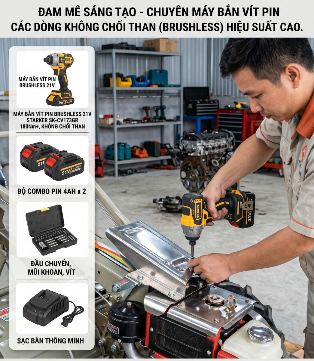Ae thợ máy mà chưa thử máy bắn vít pin không chổi than (Brushless) hiệu suất cao là thiếu sót lớn!