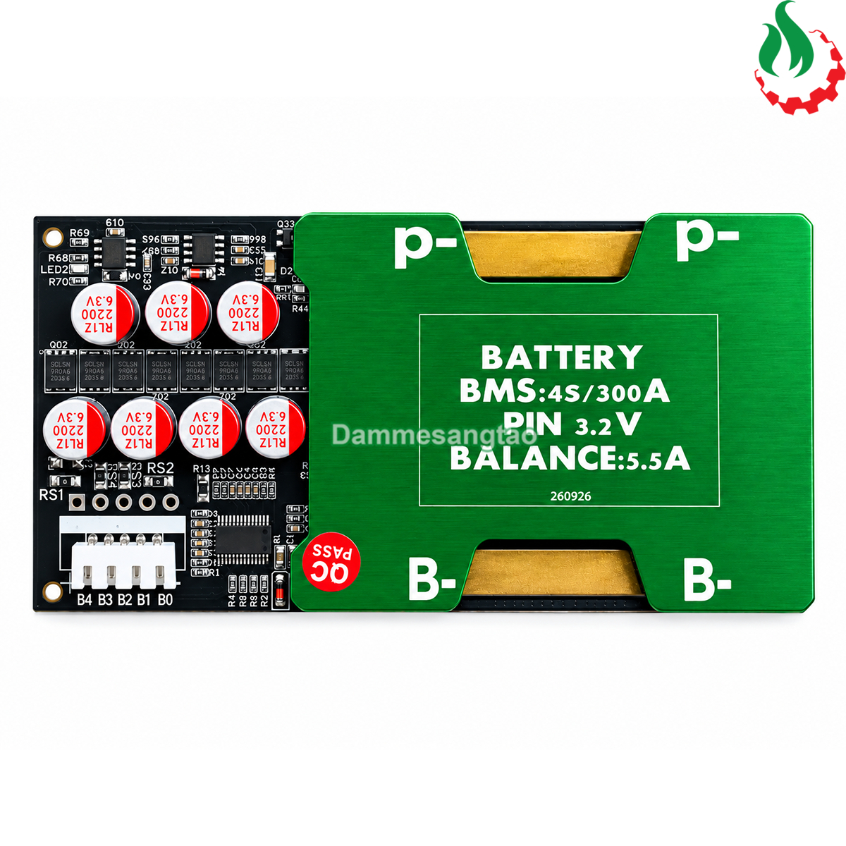Mạch BMS 4S 120A (300A) 12.8V bảo vệ pin sắt LiFePO4 3.2V cân bằng chủ động 5.5A (BMS-Y4S300PC)