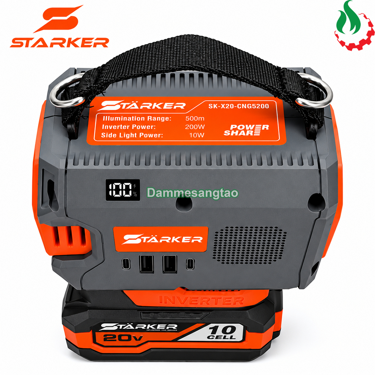Đế chuyển pin STARKER SK-20-CNG5200 tích hợp 2 cổng USB và 2 cổng Type-C