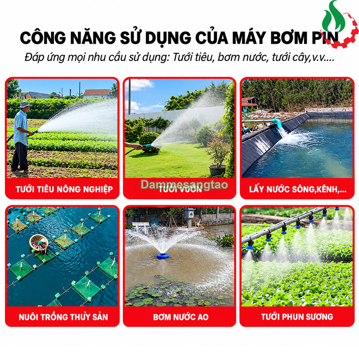 Ứng dụng máy bơm chìm pin STARKER SK-X20-SUP380 trong tưới tiêu nông nghiệp và bơm nước ao