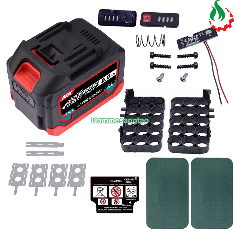 Vỏ Pin MAKITA 18V chống sốc 18650 (Mẫu 1) Li-ion Adapter có báo pin