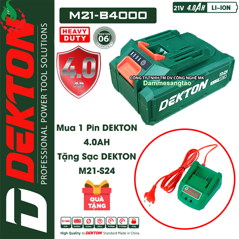 Pin Dekton 21V M21-B4000 chân pin Makita