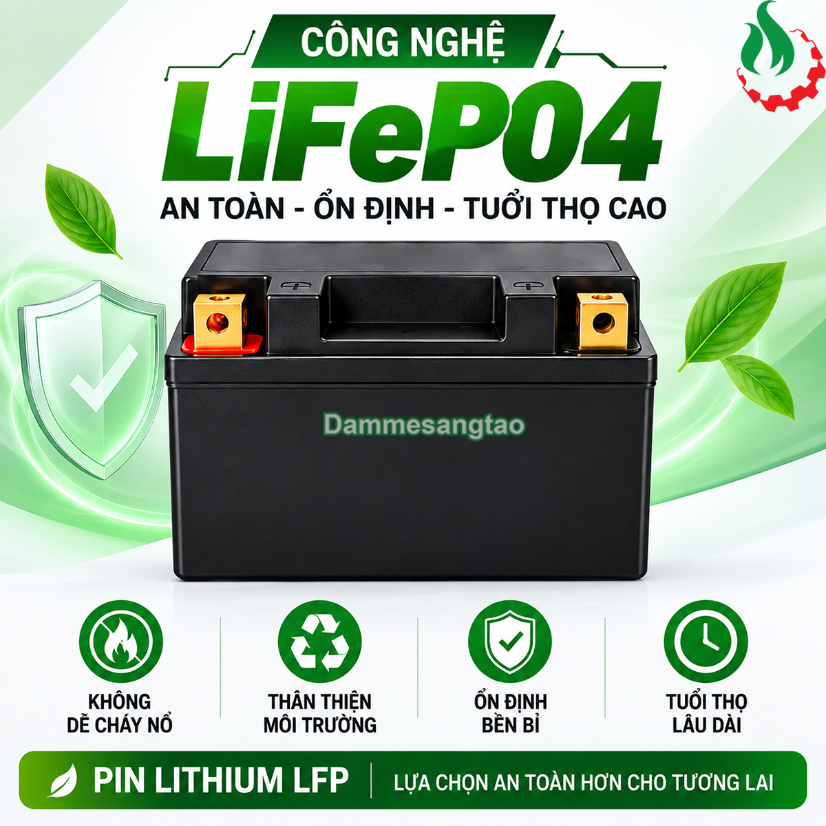 Công nghệ LiFePO4 LFP trên bình ắc quy B-YT5 12V an toàn bền bỉ