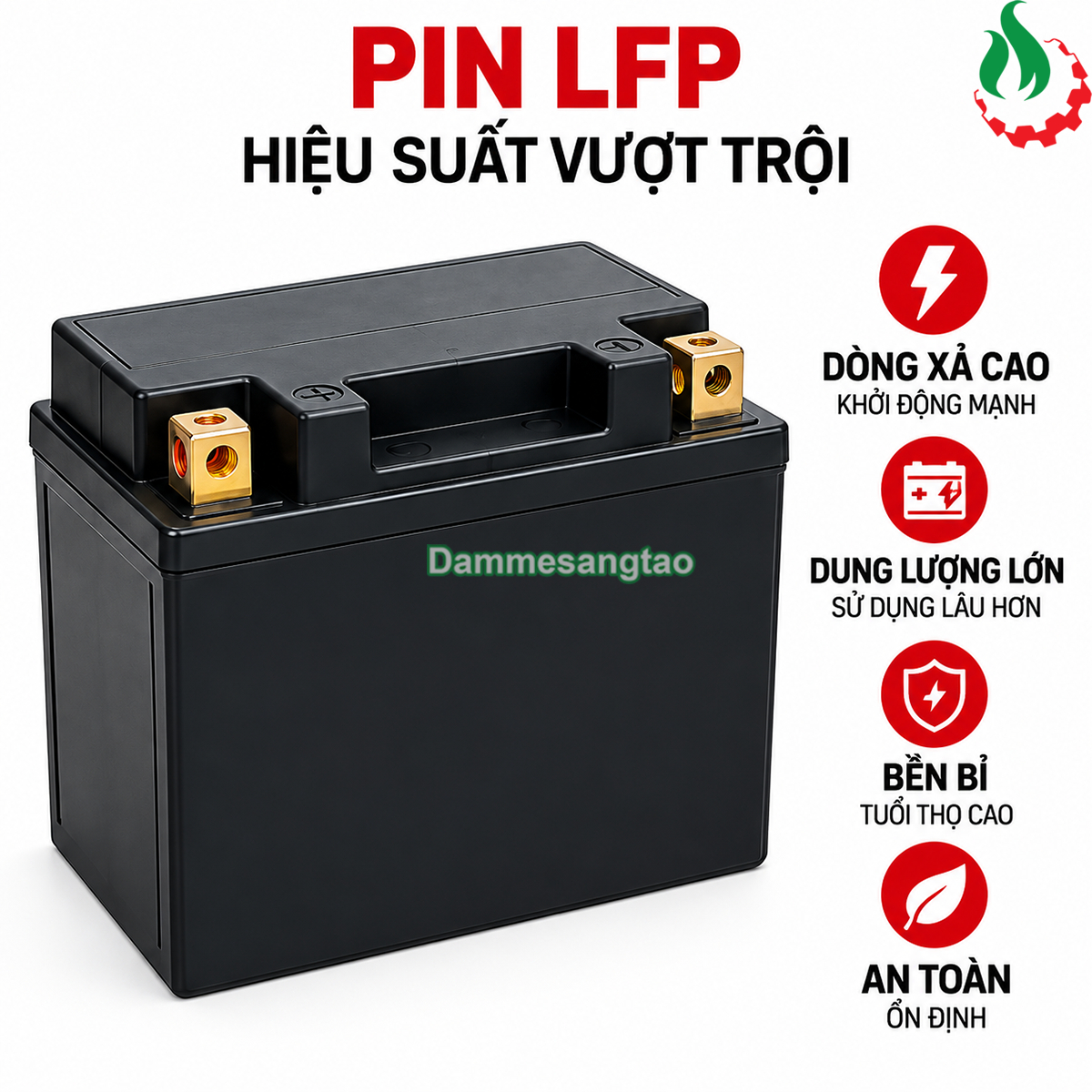 Pin LFP B-YT5 12V cho bình ắc quy xe máy dung lượng lớn dòng xả cao