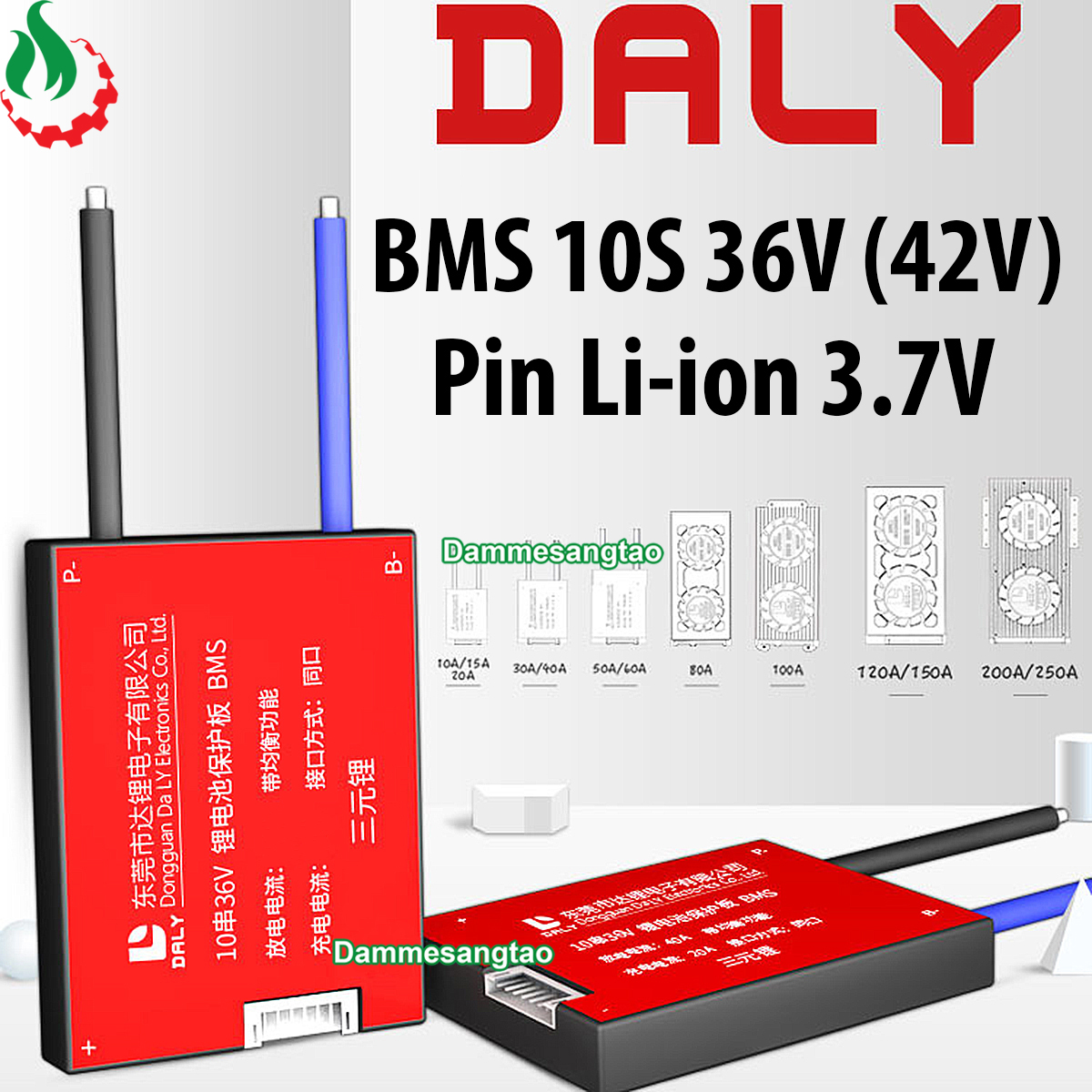 Mạch 10S 36V (42V) Daly bảo vệ pin Li-ion 3.7V xe điện